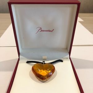 Brand New Baccarat Orange Heart Pendant Necklace